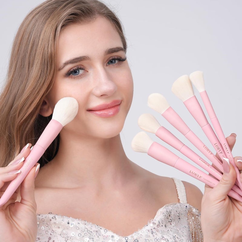 LORYP Makeup Brushes Set Labeled 18 Piece Face and Eye Brush Set Ultra soft hair Foundation, Concealer, Blush, Contour, Blending, Eyeshadow Pink Brush kit - Image 3